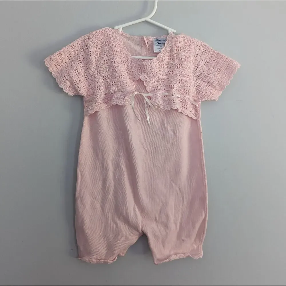 Vintage Girl's Piccino Piccina Light Pink Sweater Romeper 18 Months